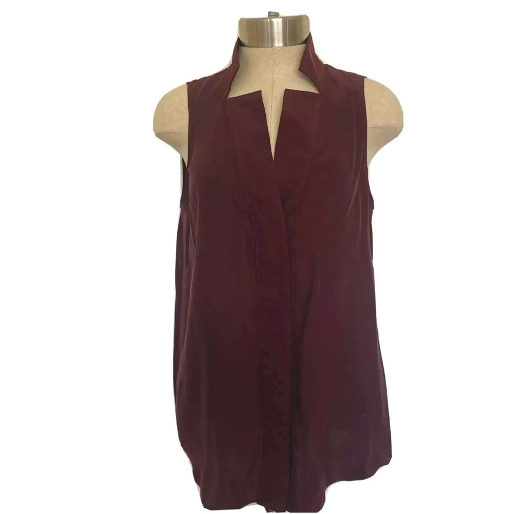 FRAME  100% Silk Sleeveless Top in Bordeaux - Size S/P